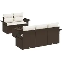 vidaXL Bankstel 6 st Bruin poly rattan