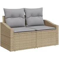 vidaXL Bankstel 7 st poly rattan