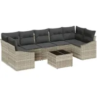 vidaXL Bankstel 8 st Lichtgrijs en Donkergrijs poly rattan