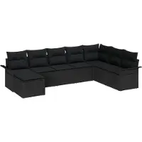 vidaXL Tuinbank Set 8 st Zwart poly rattan