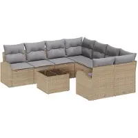 vidaXL Tuinbank Set 9 st Beige poly rattan