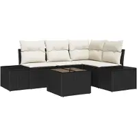 vidaXL Tuinbank Set met opslag Bruin en Crème poly rattan