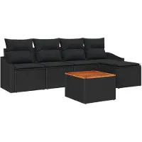 vidaXL Tuinbank Set 6 st Zwart poly rattan