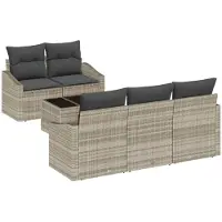 vidaXL Bankstel 6 st Lichtgrijs poly rattan