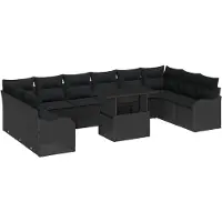 vidaXL Tuinbank Set 11 st Zwart Poly rattan