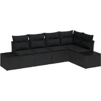 vidaXL Tuinbank Set 5 st Zwart poly rattan