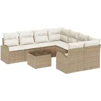 vidaXL Tuinbank Set 9 st Beige poly rattan