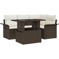 vidaXL Tuinbank Set 5 st Bruin poly rattan