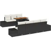 vidaXL Tuinbank Set 8 st Zwart Poly rattan