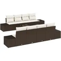 vidaXL Tuinbank Set 8 st Bruin en Crème poly rattan