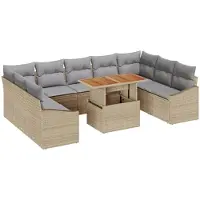 vidaXL Tuinbank Set 10 st Beige en Grijs