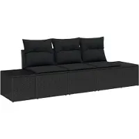 vidaXL Tuinbank Set 3 st Zwart poly rattan