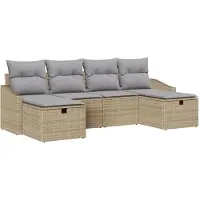 vidaXL Bankstel 6 st poly rattan