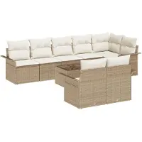 vidaXL Tuinbank Set met opslag 9 pcs Beige poly rattan