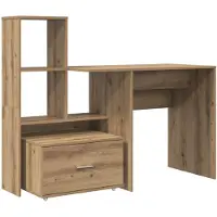 vidaXL Bureau Artisan Eiken Bewerkt hout 131,5 x 50 x 106,5 cm