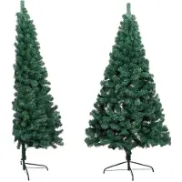 vidaXL - Kunstkerstboom - met - standaard - half - 210 - cm - PVC - groen