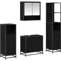 vidaXL Badkamermeubel Set 4 st Zwart Eiken 65 x 33 x 60 cm