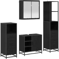 vidaXL Badkamermeubel Set 4 st Zwart Eiken 65 x 33 x 60 cm
