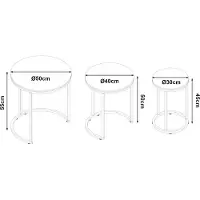 En.casa Bijzettafel Bornholm set van 3 rond marmer zwart en zilverkleurig