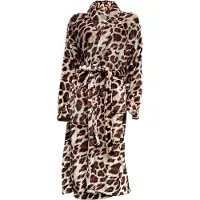 Linnick Flanel Fleece Badjas Leopard - brown - XL - Badjas Dames - Badjas Heren