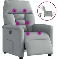 vidaXL Massagestoel elektrisch verstelbaar stof lichtgrijs