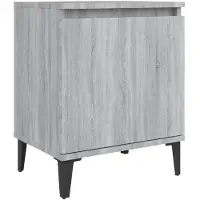 vidaXL Nachtkastje met metalen poten 40x30x50 cm grijs sonoma eiken