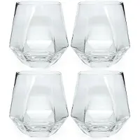 Intirilife 4x drinkglas in hexagon design transparant - 240 ml inhoud - water sap glas vaatwasmachinebestendig