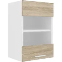 VCM Esilo keuken bovenkastje 40 cm 1 glazen deurwit, eik decor.