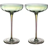 Intirilife 2x Martiniglas met Regenboog Glinstering en Golvende Vorm - 140 ml Inhoud - Cocktail Glas Vaatwasmachinebestendig Schokbestendig Kristalglas