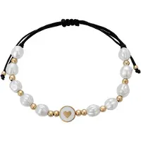 Faina Armband goud / zwart / parelwit