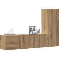 vidaXL TV-wandkasten, 3 stuks, artisan eikenhout fineer