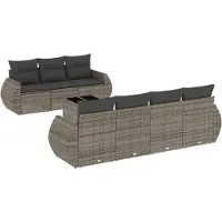 vidaXL 8-delige tuinbankset met kussens, grijs polyrotan