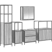 vidaXL Badkamermeubel Set 5 st Grijs 36 x 35 x 165 cm Bewerkt hout