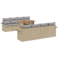 vidaXL Tuinbank Set 7 st Beige en Lichtgrijs poly rattan