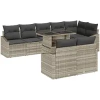 vidaXL Tuinbank Set 9 st Lichtgrijs poly rattan