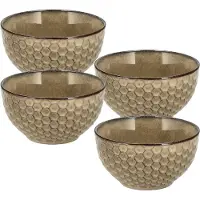 Discountershop Soepkommen Set van 4 – Aardewerk Ramen Kommen Zonder Oor – Schalen en Kommen voor Soep, Noodles, Salade, Ontbijt en Fruitschaal – Ø14 cm – Vaatwasser Veilig