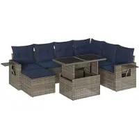 vidaXL 8-delige tuinbankset met kussens, grijs polyrotan