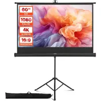 Vevor Projectiescherm met Statief - 60 inch HD 4K - 16:9 Projectorscherm - Beamer Scherm met Draagtas - voor Thuisbioscoop / Vergaderruimte