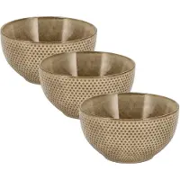 Discountershop Ramen Kom Set - Set van 3 Aardewerk Kommen - Fruitschaal, Schalen en Kommen voor Soep, Noodles, Ontbijt, Salade en Snacks – Ø14 cm – Vaatwasser Veilig