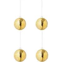 J-Line kerstbal Spiegel - glas - geel - large - doos van 4