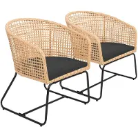 Happy Garden Set van 2 kunststof rotan fauteuils met kussens RINA