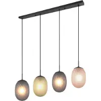 TRIO Glazen hanglamp Facette, dimbaar, multicolor, Woon-/ Eetkamer, Glas, Modern, hanglamp