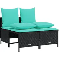 vidaXL 4-delige tuinbankset met kussens, zwart polyrotan