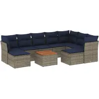 vidaXL 10-delige loungeset voor buiten, met kussens, grijs, kunststof vlechtwerk