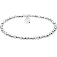 Lucardi - Dames Stalen kralenarmband voor dames - Armband - Staal - Zilverkleurig - 17 cm
