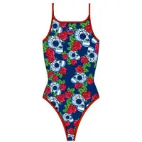 Turbo Roses&skulls Swimsuit Blauw 2XL Vrouw