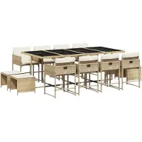 vidaXL 13-delige Tuinset met kussens poly rattan beige