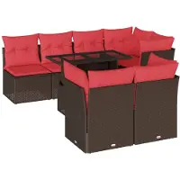 vidaXL 8-delige tuinbankset met kussens, bruin polyrotan