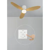 Create - 40W stille plafondventilator Ø132 cm - Wit / Licht hout - Met licht - Controller voor wandmontage + afstandsbediening - WIND LITE