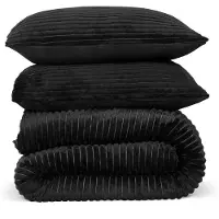 DoubleDry Dekbedovertrek rib flanel lits jumeaux 240x220 cm + 2 kussenslopen -